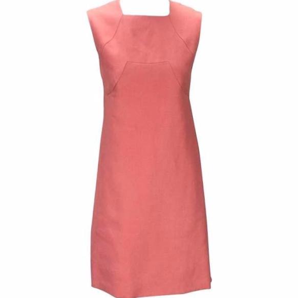 1960s Donald Brooks Salmon Linen Sleeveless Shift Dress