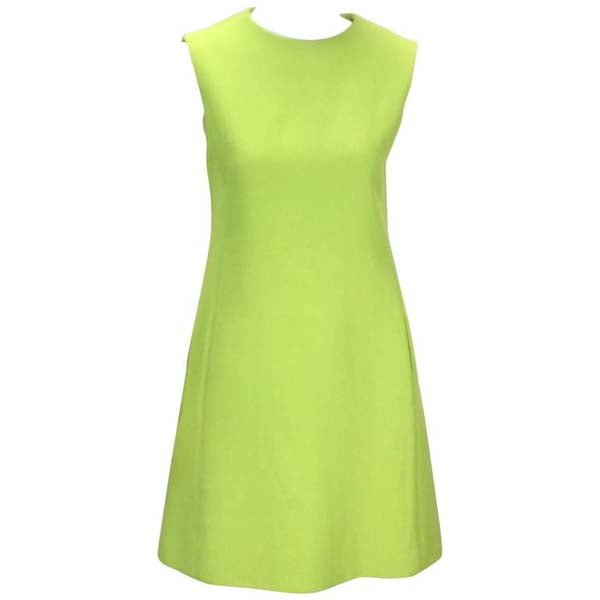 1960's Joan Leslie for Kasper Lime Green Sleeveless Shift Dress - MRS Couture 1960's Joan Leslie for Kasper Lime Green Sleeveless Shift Dress - MRS Couture