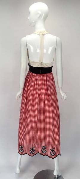 1970s Custom Halter Dress with Gingham Print Skirt