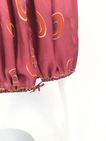 Gorgeous 1970s Marina Ferrari Silk Multicolored Circle Print Wrap Dress