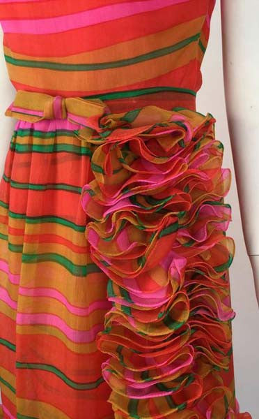 1960s Bill Blass Multicolored Chiffon Striped day Dress