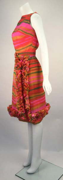 1960s Bill Blass Multicolored Chiffon Striped day Dress
