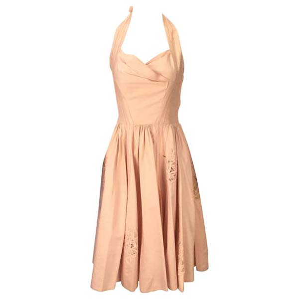 1950s Carlye Pale Pink Halter Dress - MRS Couture 1950s Carlye Pale Pink Halter Dress - MRS Couture