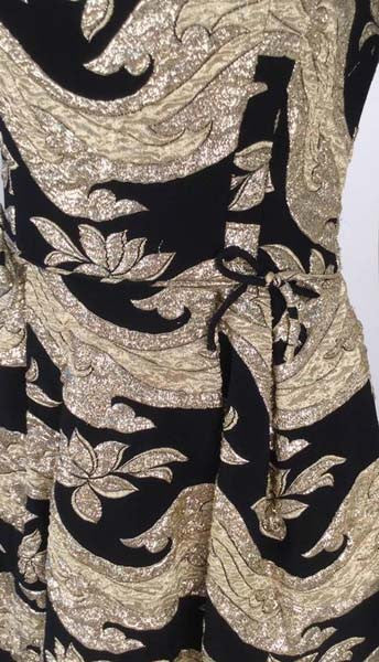 1950s Hannah Troy Black and Gold Lame Brocade Dress - MRS Couture 1950s Hannah Troy Black and Gold Lame Brocade Dress - MRS Couture