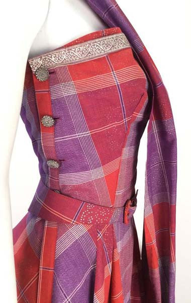 Late 1940s Tina Leser Cotton Madras Dress with Sash Late 1940s Tina Leser Cotton Madras Dress with Sash