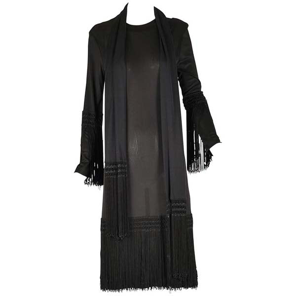 1960s Pucci Black Silk Jersey Fringe Dress - MRS Couture