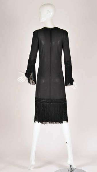 1960s Pucci Black Silk Jersey Fringe Dress - MRS Couture