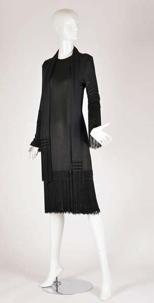 1960s Pucci Black Silk Jersey Fringe Dress