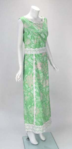 1960s Multi-Color Cotton Floral Print Maxi by Shifts International of Miami
