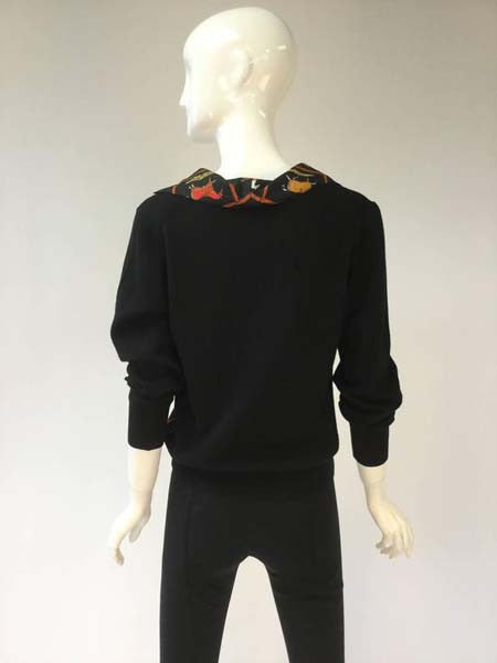 1970s Hermes "Couvertures et Tenues de Jour" Print Silk & Wool Sweater