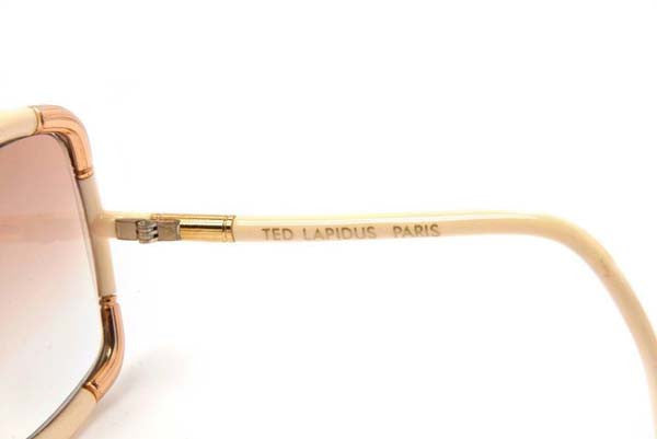 1970s Ted Lapidus Paris White and Gold Framed Sunglasses