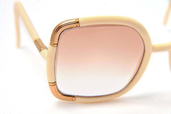 1970s Ted Lapidus Paris White and Gold Framed Sunglasses