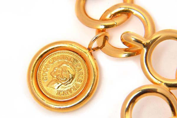 Chanel GOLD MEDALLION COIN VINTAGE TRIPLE CHAIN BELT