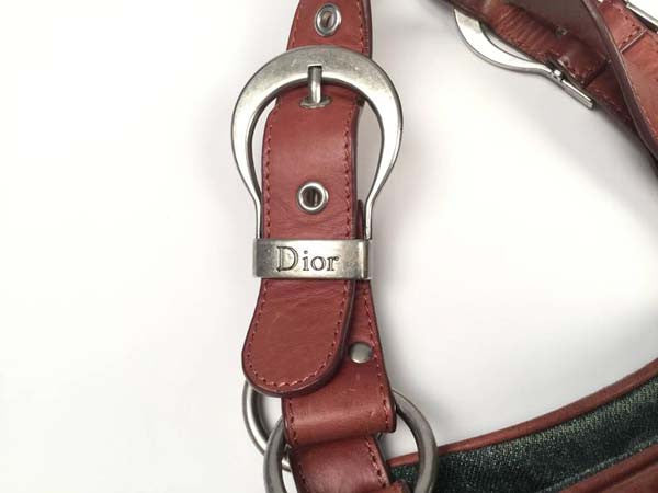 2009 Dior Denim and Leather Double Gaucho Saddle Bag