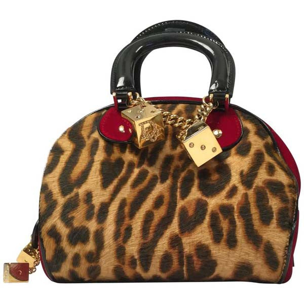 Leopard & Red Patent Clutch Bag