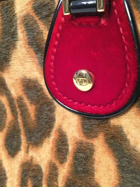 Iconic 2004 Christian Dior Red Velvet and Leopard Print Pony Hair "Gambler" Handbag