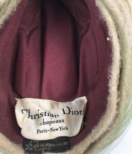 1960s Christian Dior Neutral Boucle and Painted Feather Chapeaux