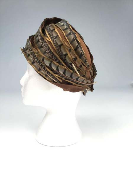 1960s Christian Dior Hand Painted Pheasant Feather Chapeaux