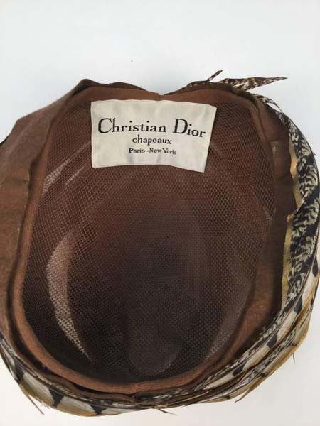1960s Christian Dior Hand Painted Pheasant Feather Chapeaux