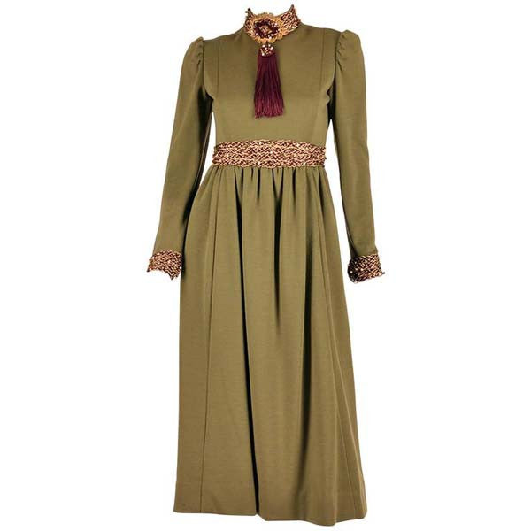 Late 1960s Geoffrey Beene Olive Green Dress
