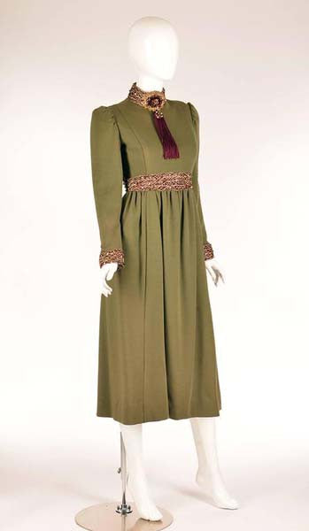Late 1960s Geoffrey Beene Olive Green Dress