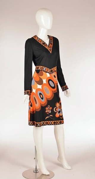 Floral　1960s　MRS　Silk　Pucci　Jersey　Dress　Black　and　Couture