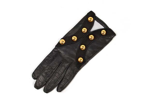 Vintage Hermes Paris Black Leather Gloves