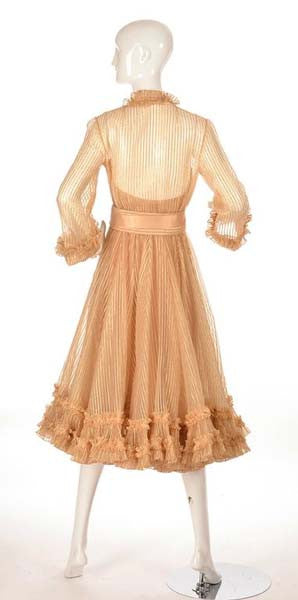 1973 Christian Dior Haute Couture Gold Cocktail Dress by Marc Bohan