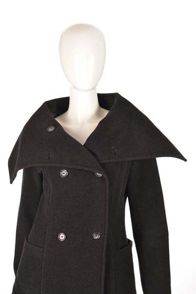 Ivan Grundahl Black Wool Large Collar Coat