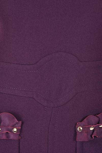 Rare 1950s Pierre Cardin Wool Eggplant Purple Sheath Dress