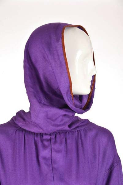 Late 20th Century Geoffrey Beene Purple Hooded Wool Dress