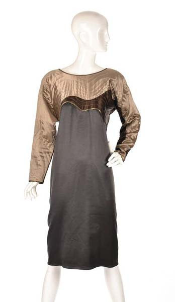 bergdorf goodman long evening dresses 1960s Luxurious Bergdorf Goodman Navy Silk Chiffon Multi Pleating Long Gown Szs