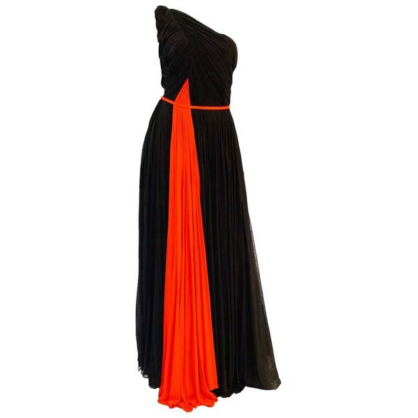 Historically Significant 1940s Madame Gres Grecian Goddess Silk Knit Gown in Black and Red