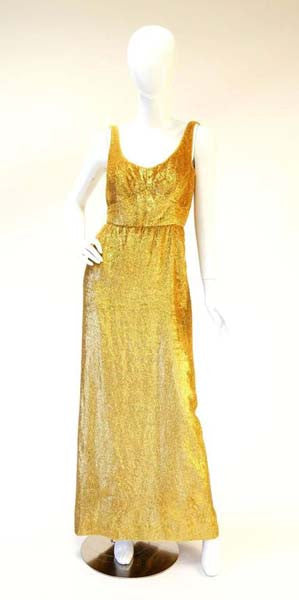 Rare Norman Hartnell Gold Lame and Mink Dress and Coat