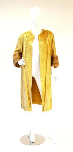 Rare Norman Hartnell Gold Lame and Mink Dress and Coat