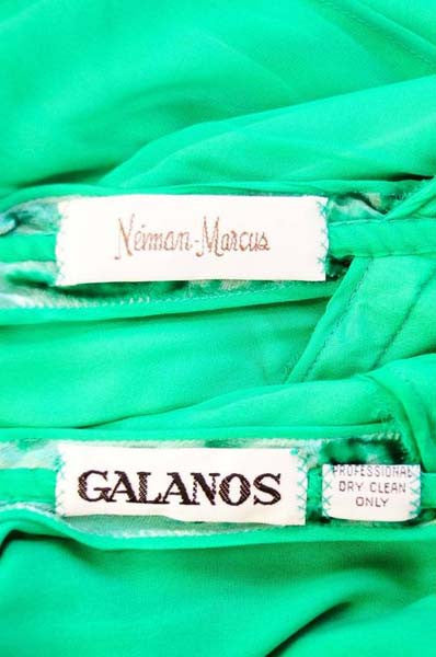 Vintage Galanos Green Crushed Velvet Evening Dress - MRS Couture Vintage Galanos Green Crushed Velvet Evening Dress - MRS Couture