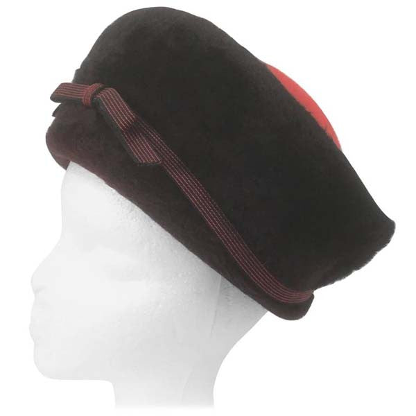 1950s Elsa Schiaparelli Red and Black Felt Eastern Hat
