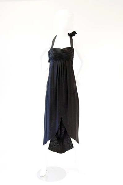 Early 1980s Chanel Silk Camellia Evening Dress