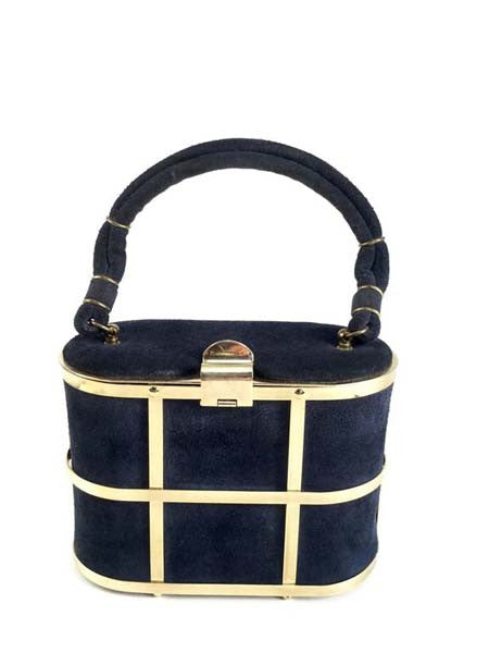 Leather Purse, Shoulder Bag Leather, small Olive in Dark Blue, Leather Bag,  Kiss Lock Purse, Top Handle Bag, Retro - Etsy