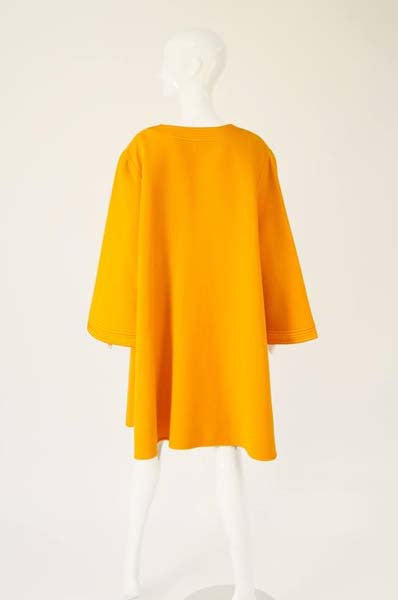 Vintage Valentino Tangerine-Orange Wool Cocoon Mod Coat