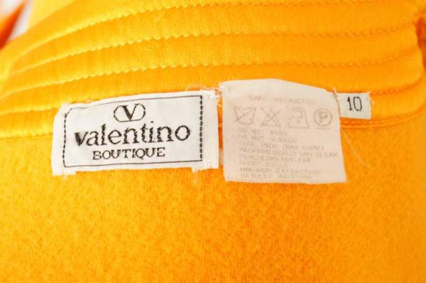 Vintage Valentino Tangerine-Orange Wool Cocoon Mod Coat