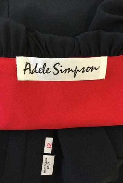 1970s Adele Simpson Black and Red Wrap Dress