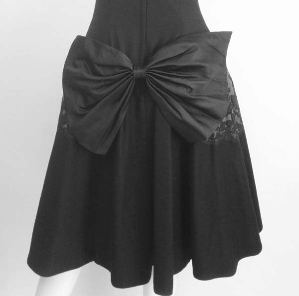 1950s Mr. Blackwell Black Wool Dress