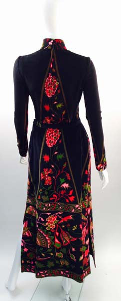 1960s Tseklenis Black with Floral Textile Print Co-Ord