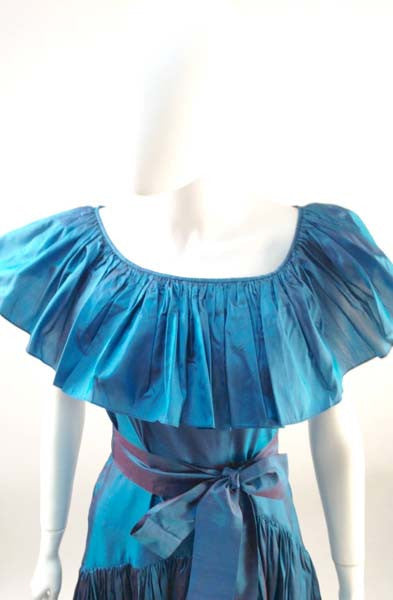 1970s Yves Saint Laurent High Low Ruffle Dress
