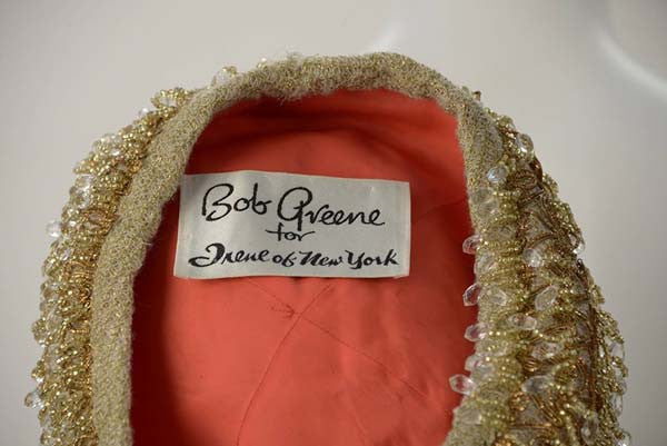 1960s Bob Green for Irene New York Gold and Crystal Chandelier Beret