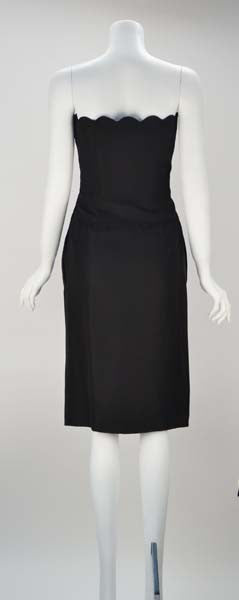 1980s Black Valentino Scalloped Edge Dress