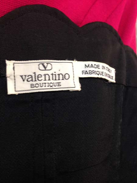 1980s Black Valentino Scalloped Edge Dress
