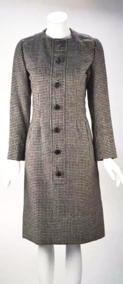 1950s Christian Dior Houndstooth Designer Cape and Dress Set