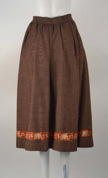1970s Yves Saint Laurent Chocolate Moire Satin Fall Skirt